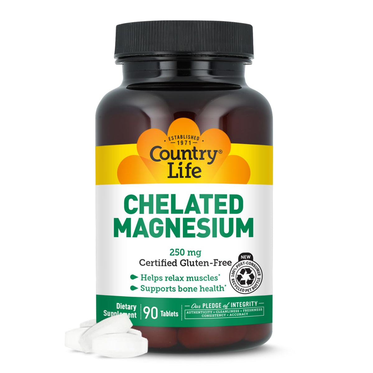 Country Life Chelated Magnesium 250 mg - 90 Tablets