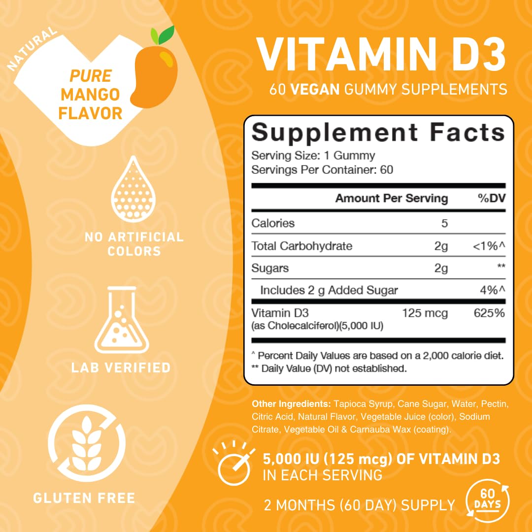 PUREFINITY Vitamin D3 5000 IU Gummies - 60 Veggie Gummies - image 2