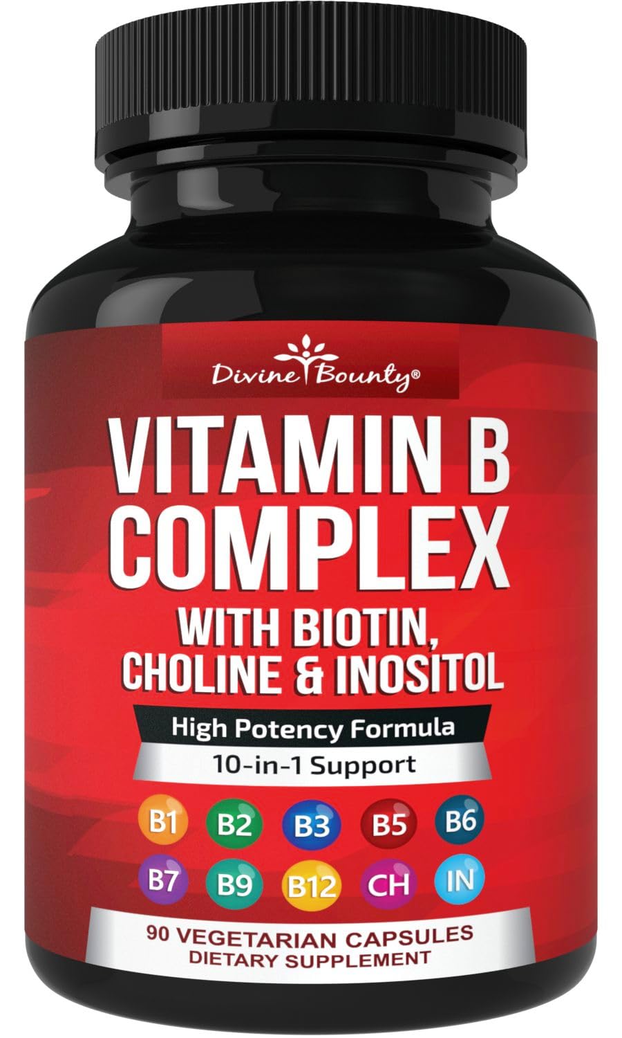 Divine Bounty Vitamin B Complex All B Vitamins - 90 Capsules