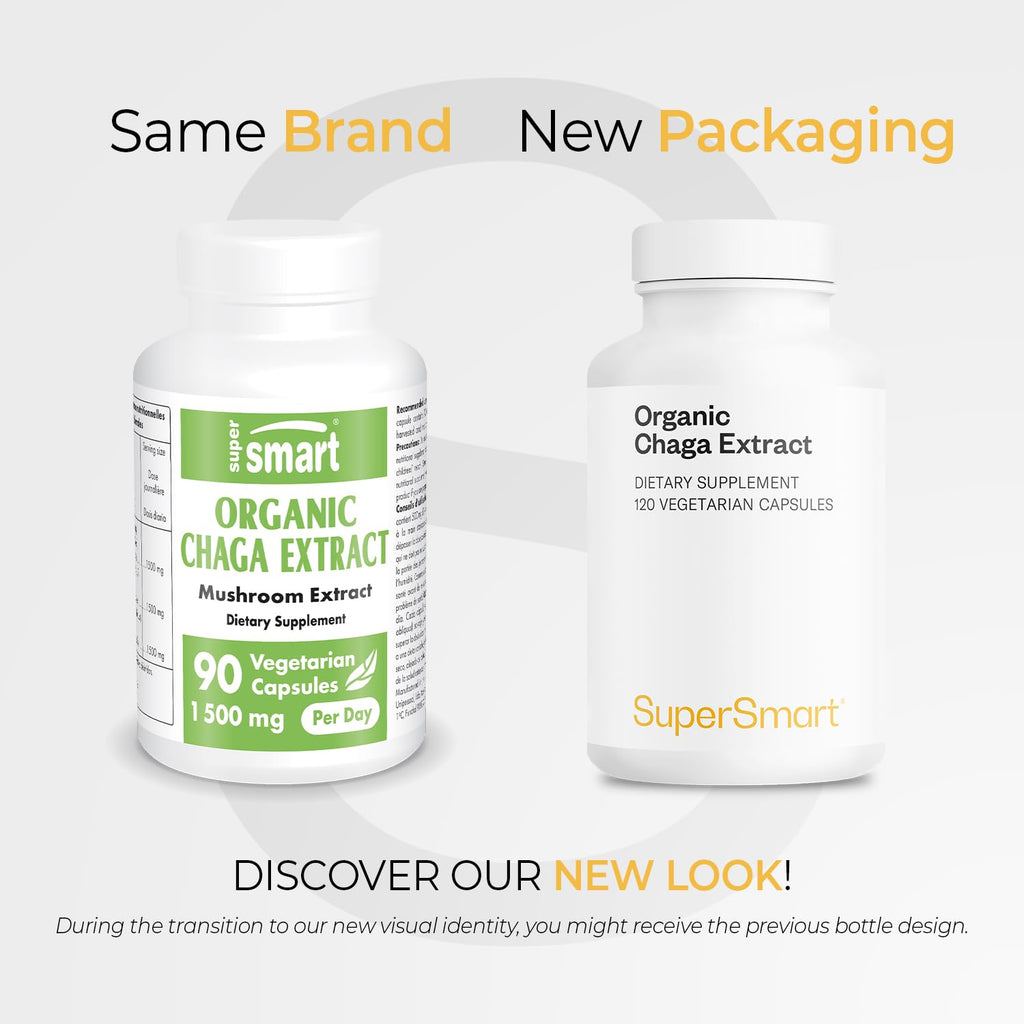 Supersmart Organic Chaga Extract 1500mg - 90 Vegetarian Capsules - image 2