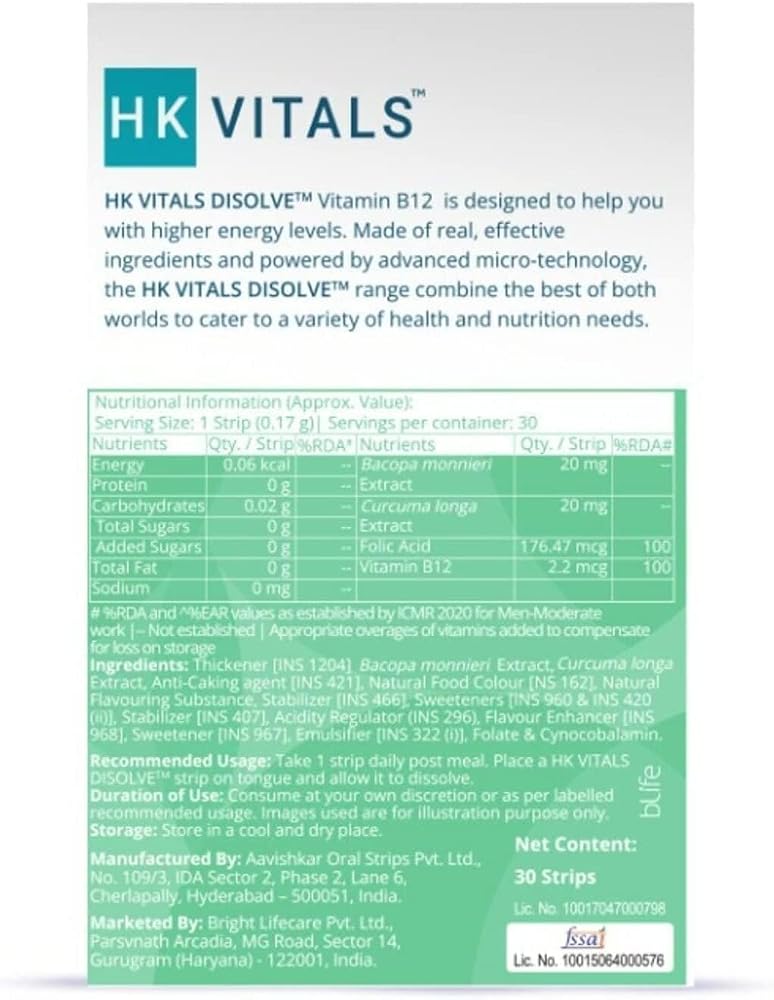 SENTA HealthKart HK Vitals Vitamin B12 for Energy - 30 Strips - image 2