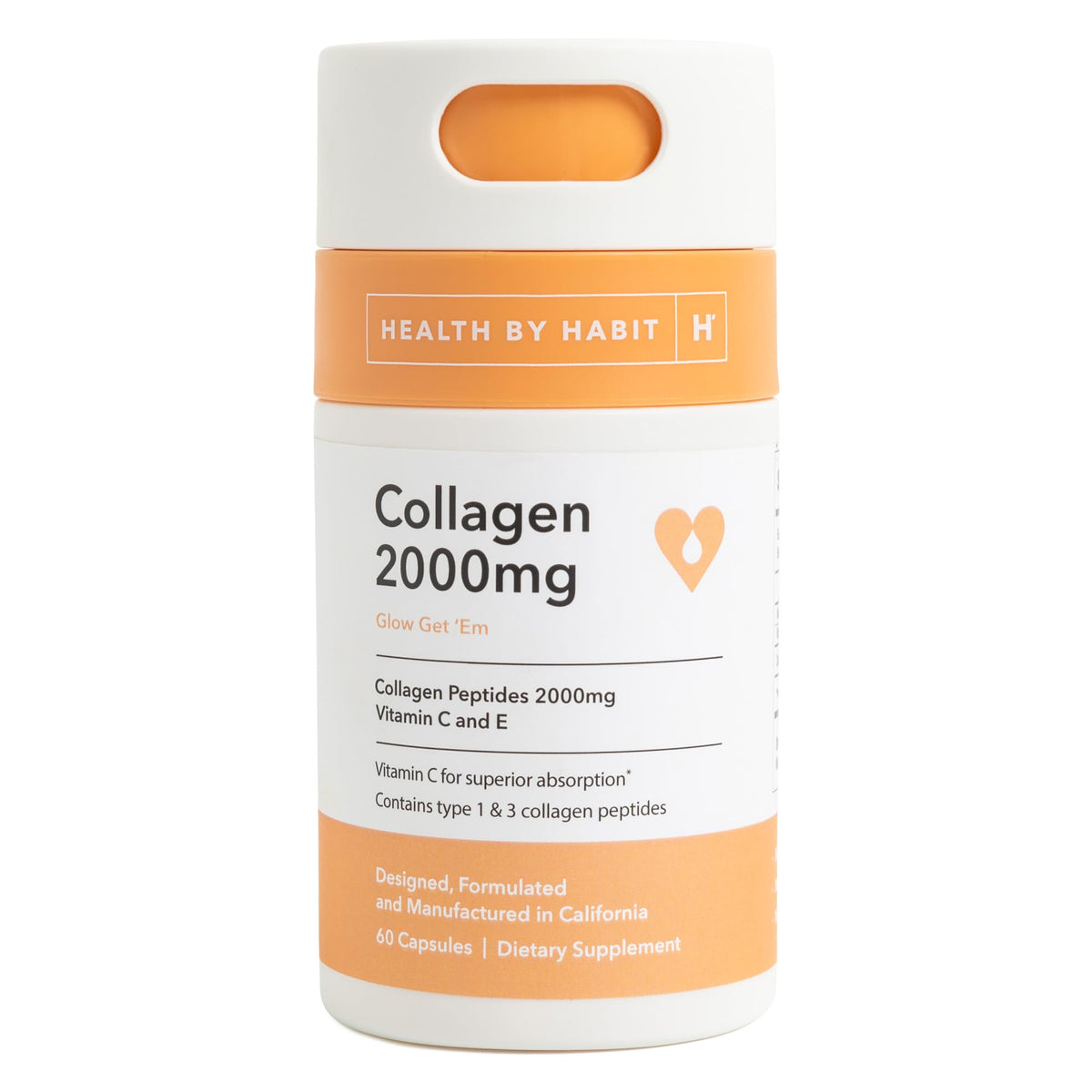 Health by Habit Collagen Supplement with Vitamin C & E - 60 Capsules