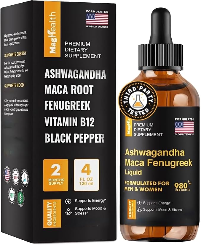 MagHealth Maca Root Liquid Drops with Ashwagandha - 60 Servings