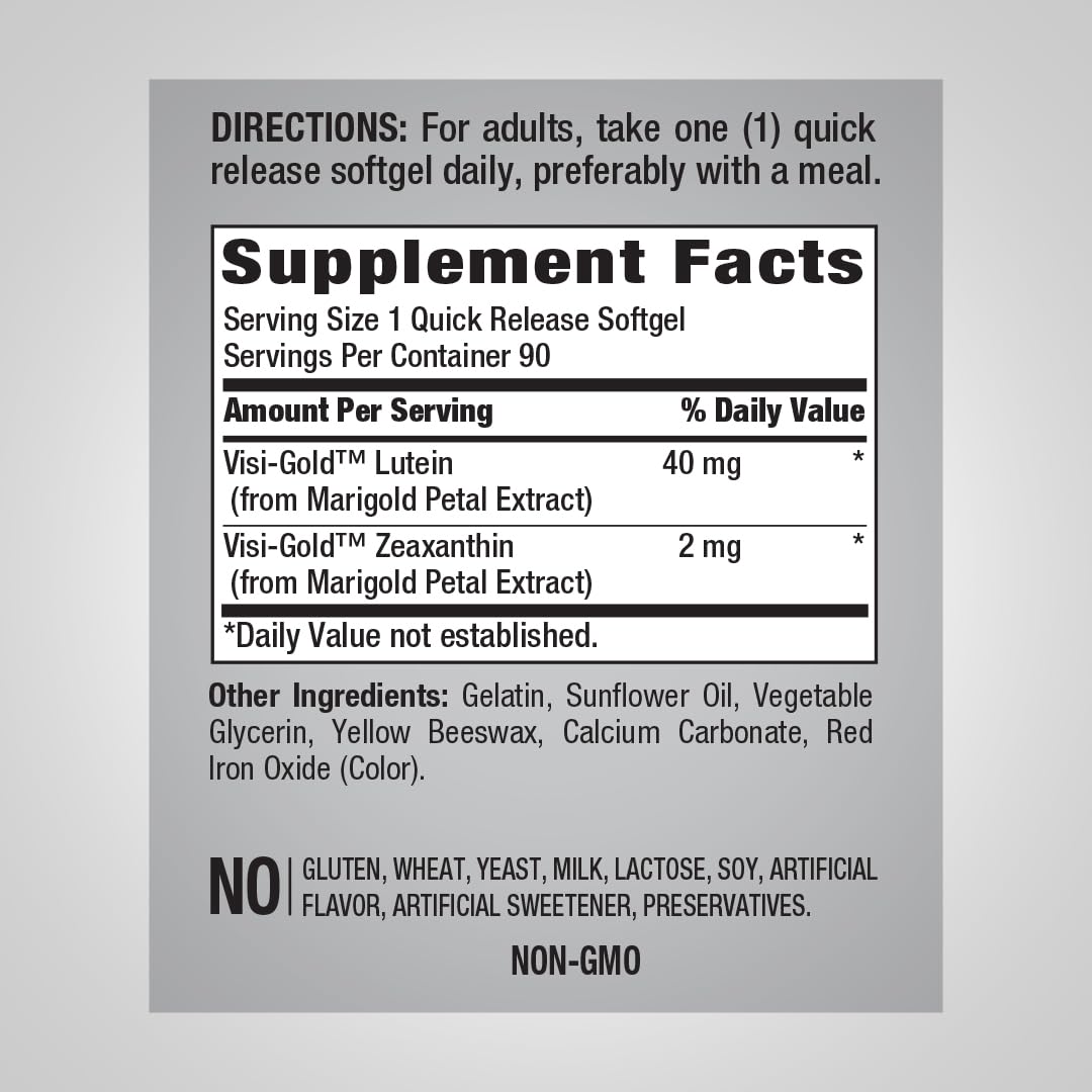 Piping Rock Lutein and Zeaxanthin 40mg - 90 Softgels - image 2