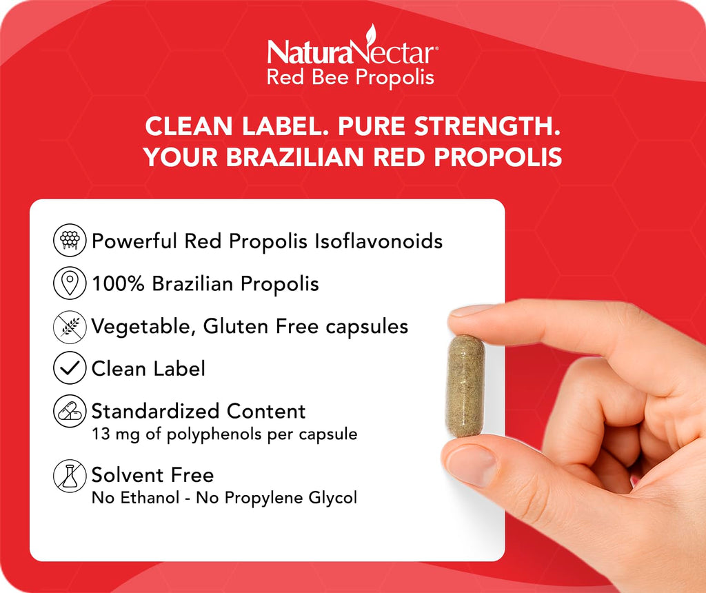 NaturaNectar Red Bee Propolis - 60 Vegetarian Capsules - image 2