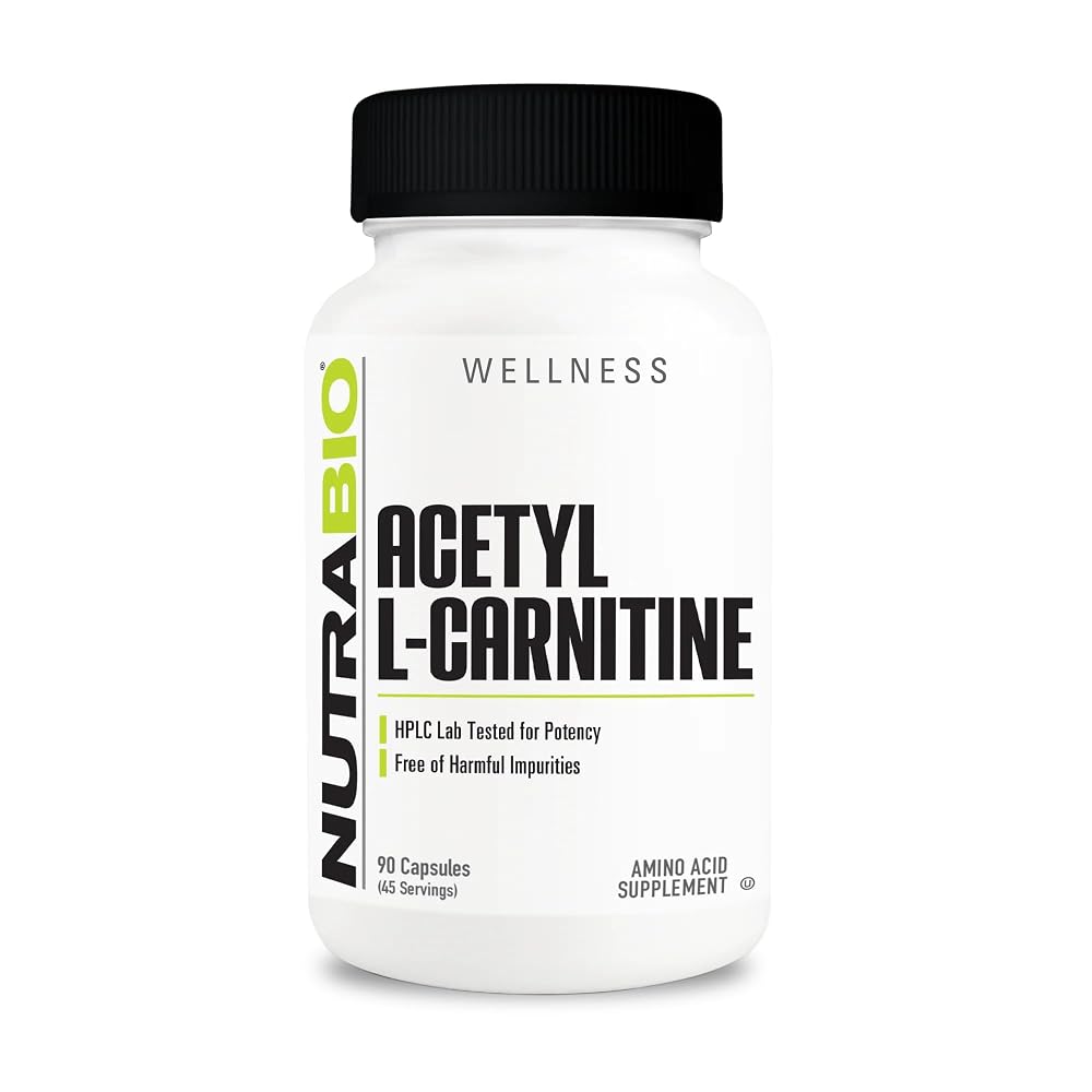 NutraBio Acetyl L-Carnitine 500mg Energy Support - 90 Capsules