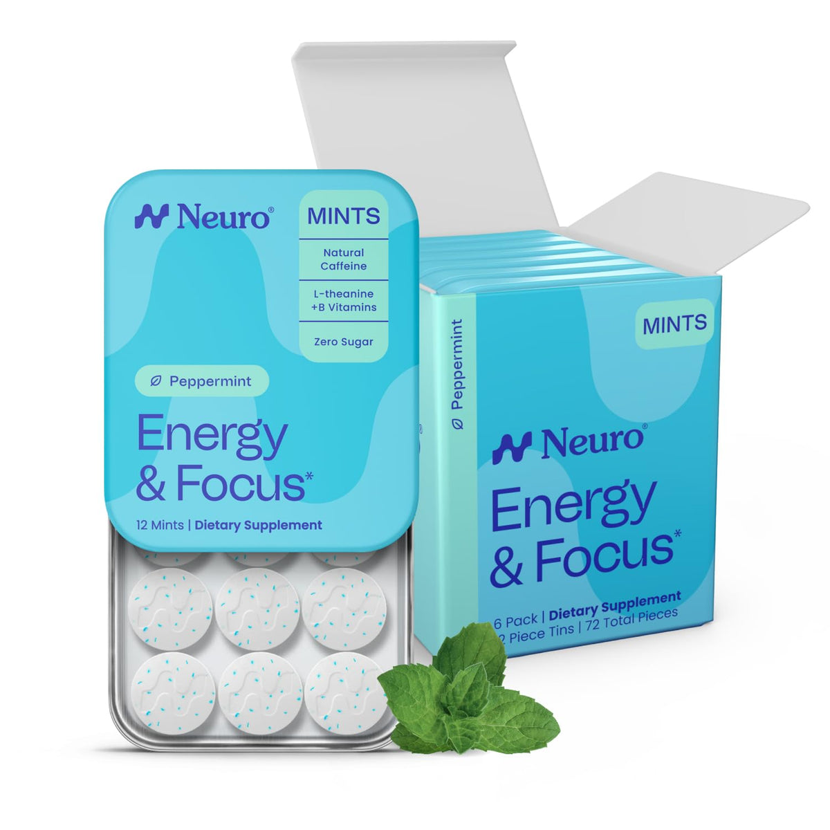 Neuro Energy & Focus Mints Peppermint - 72 Count