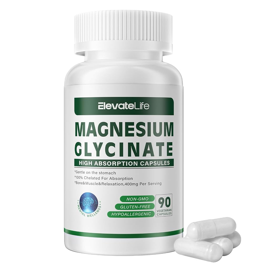 ElevateLife Magnesium Glycinate 400 MG per Serving 100% Chelated