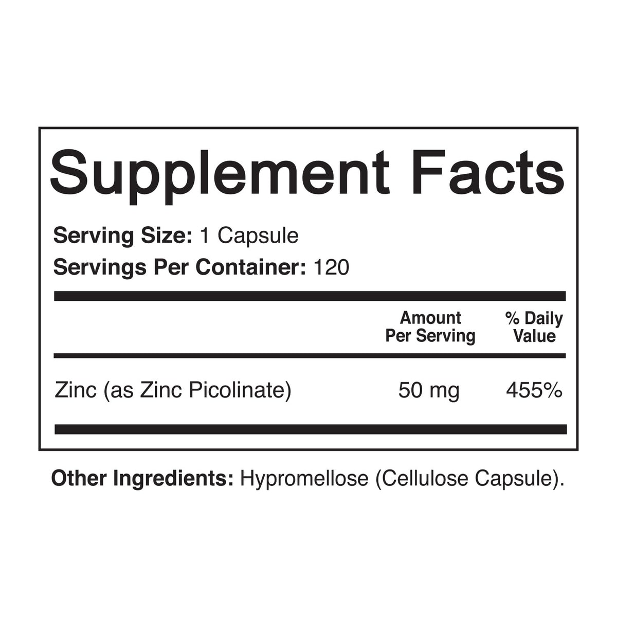 NutriFlair Zinc Picolinate 50mg - 120 Capsules - image 2