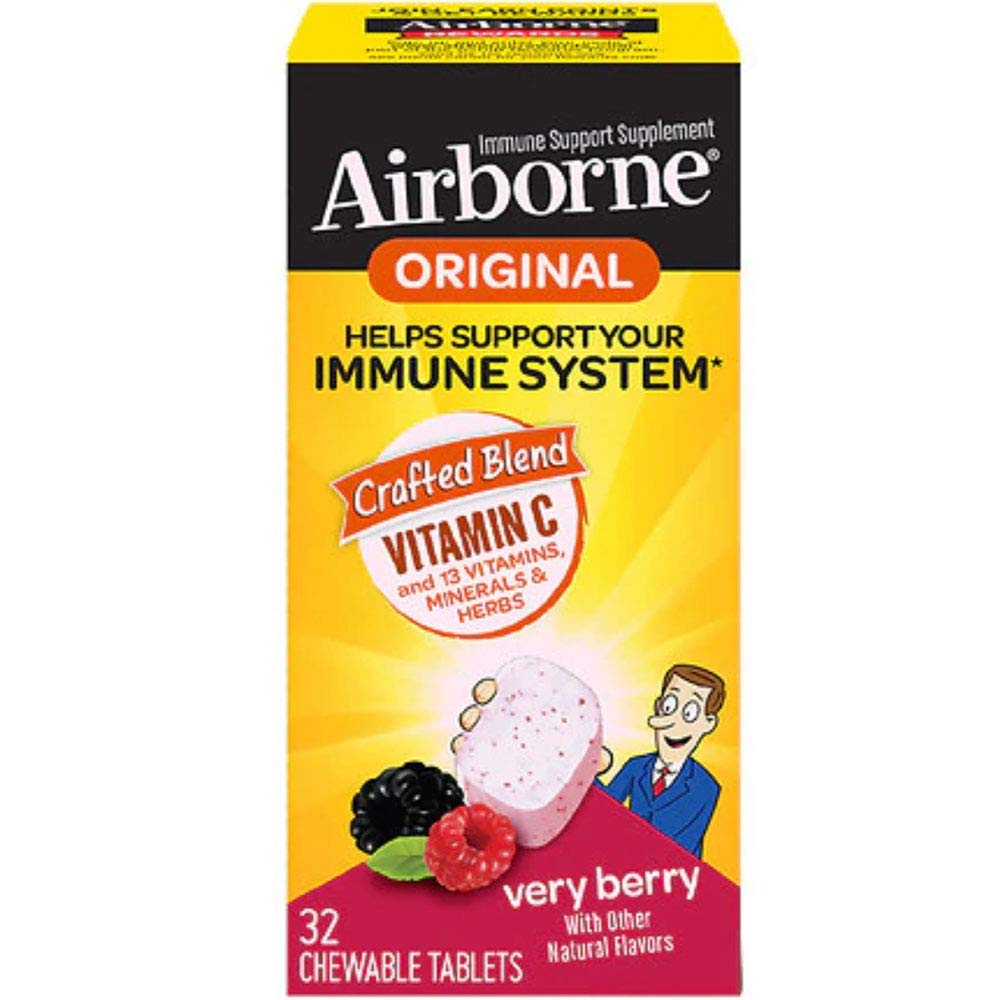 Airborne Very Berry Chewable Tablets Vitamin C 1000mg - 128 Count