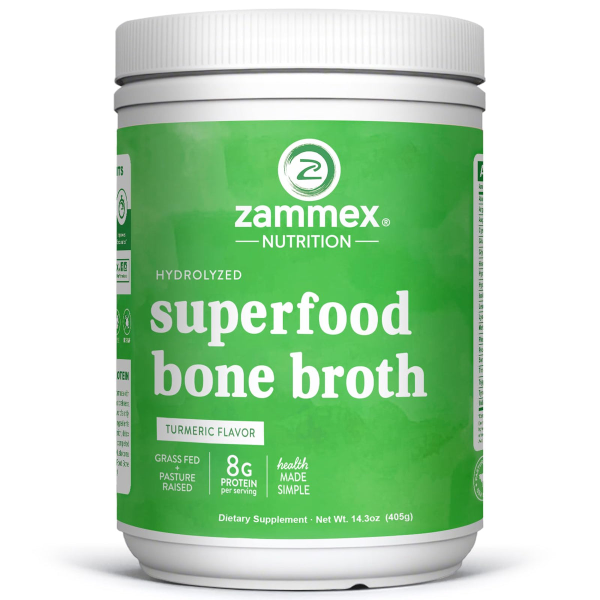 Zammex 100% Grass-Fed Bone Broth Protein Powder