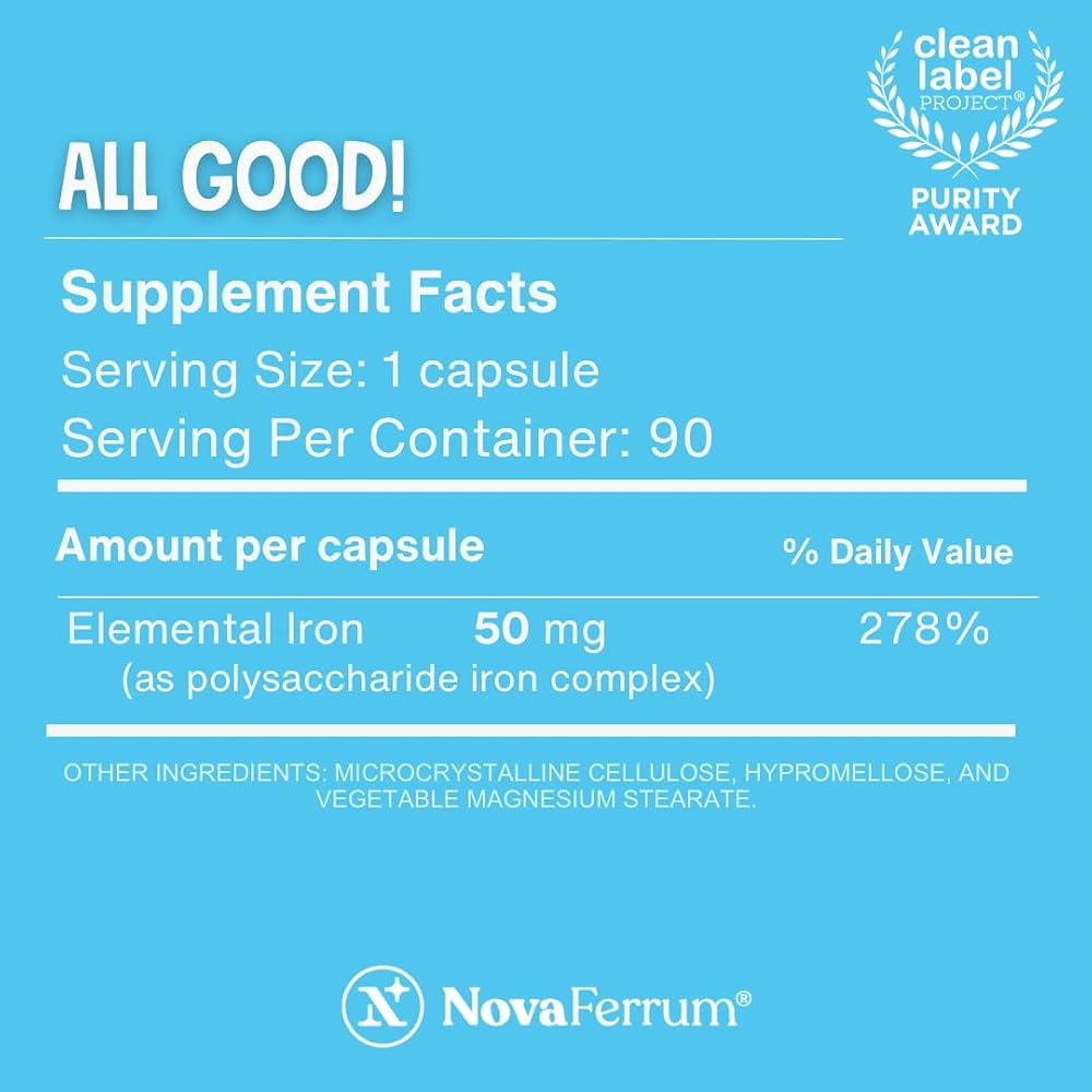 NovaFerrum All Good Iron Supplement for Adults - 90 Capsules - image 3