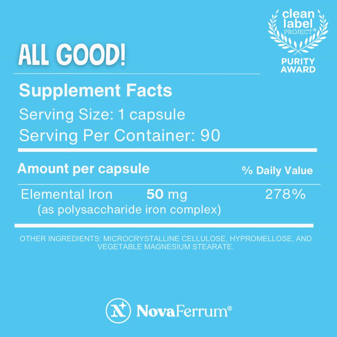 NovaFerrum All Good Iron Supplement for Adults - 90 Capsules - image 3