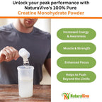 NaturaVivo Creatine Monohydrate Powder 5000mg - 50 Servings - image 3