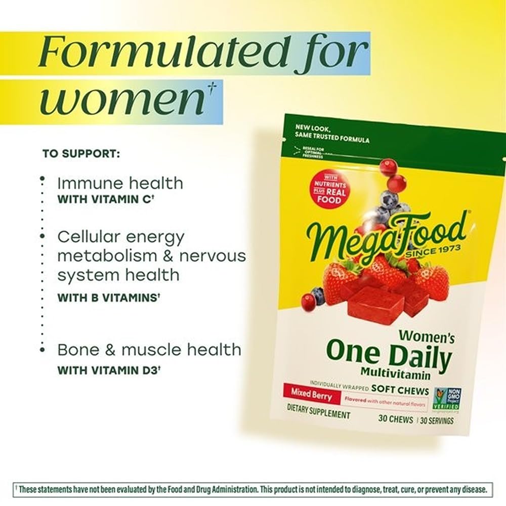 MegaFood Multivitamin for Women One Daily Mixed Berry - 30 Soft Chews - image 3