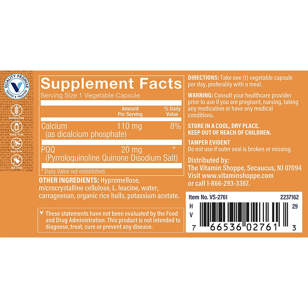 The Vitamin Shoppe PQQ Mitochondria & Cognitive Support 20 MG - image 2