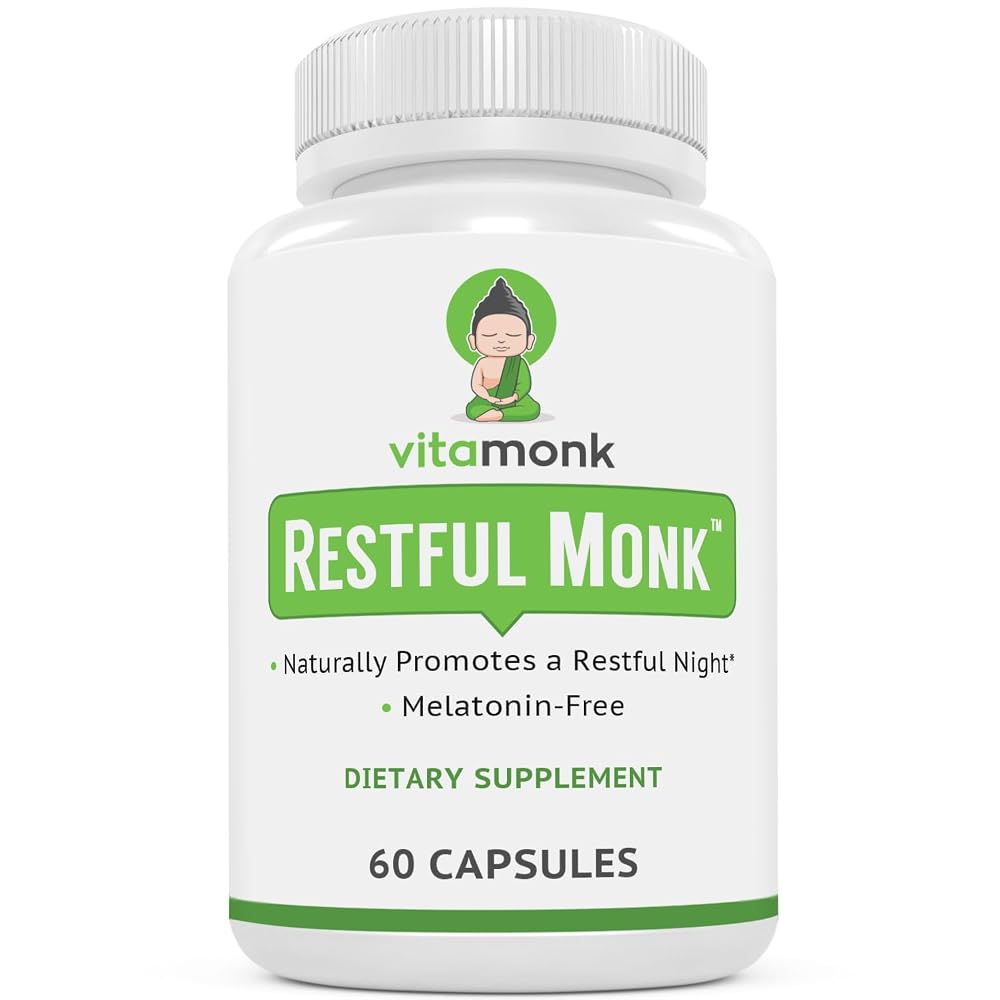 VitaMonk Melatonin-Free Sleep Aid with Magnesium, GABA, Theanine - 60 Capsules
