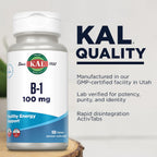 KAL Vitamin B1 100 mg Thiamine for Energy - 100 Tablets - image 4