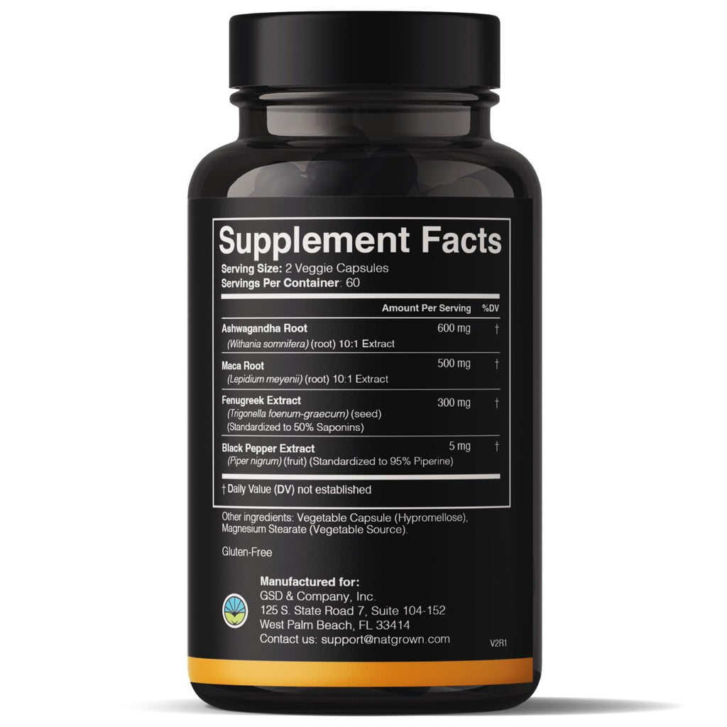 Natgrown Ashwagandha Maca Root Fenugreek Capsules - 120 Count - image 6
