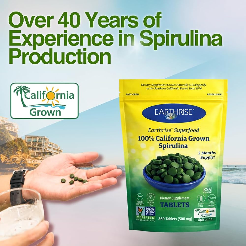 Earthrise Superfood California Grown Spirulina 500mg Tablets