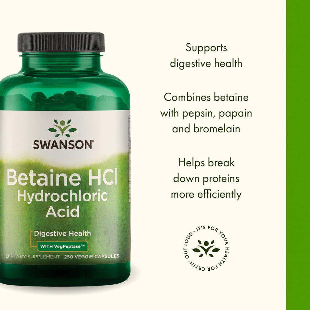 Swanson Hydrochloric Acid with Pepsin - 500 Capsules - image 4