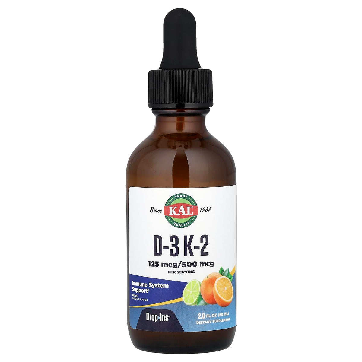 KAL Vitamin D3 K2 5000 IU Citrus Dropins - 2 Fl Oz