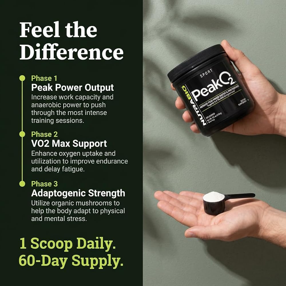 NutraBio Peak O2 Mushroom Powder - 120g - image 5