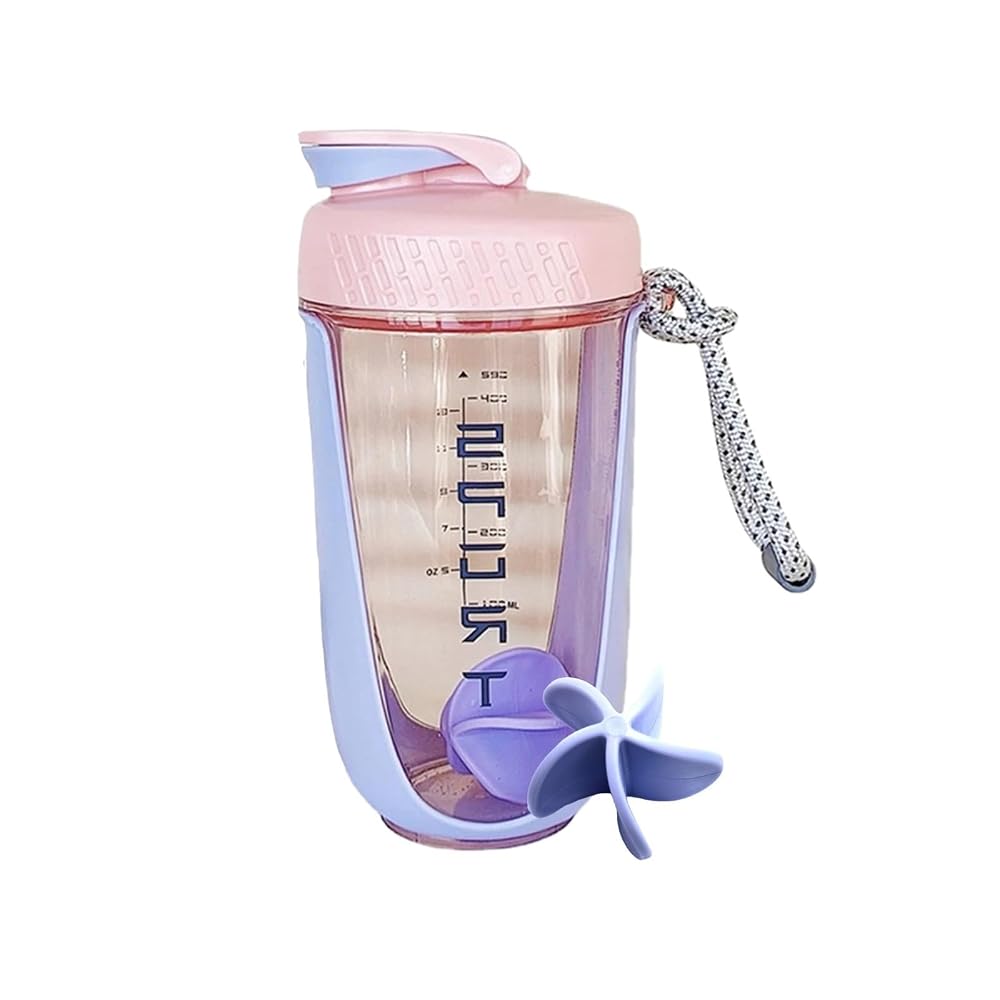 Ruehalf 600ML Blender Shaker Bottle With Whisk Ball BPA Free Plastic