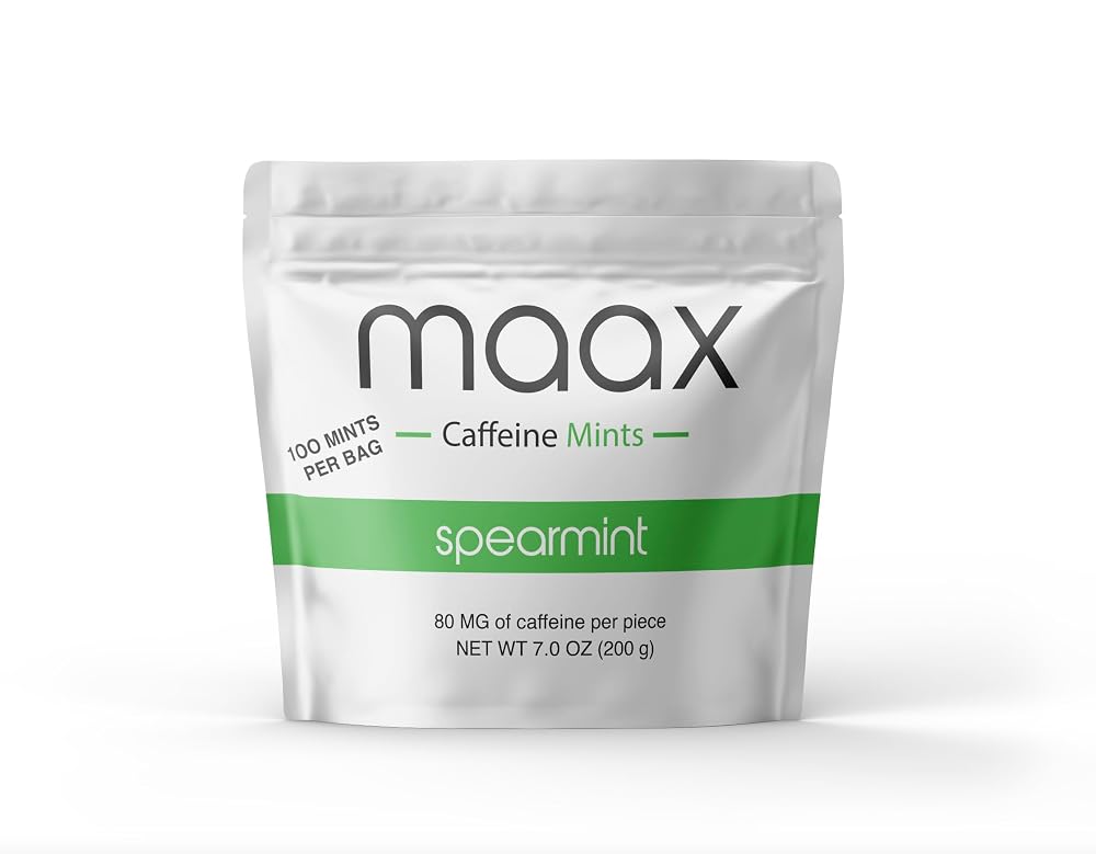 Maax Caffeine Mints Spearmint 80mg - 100 Pieces