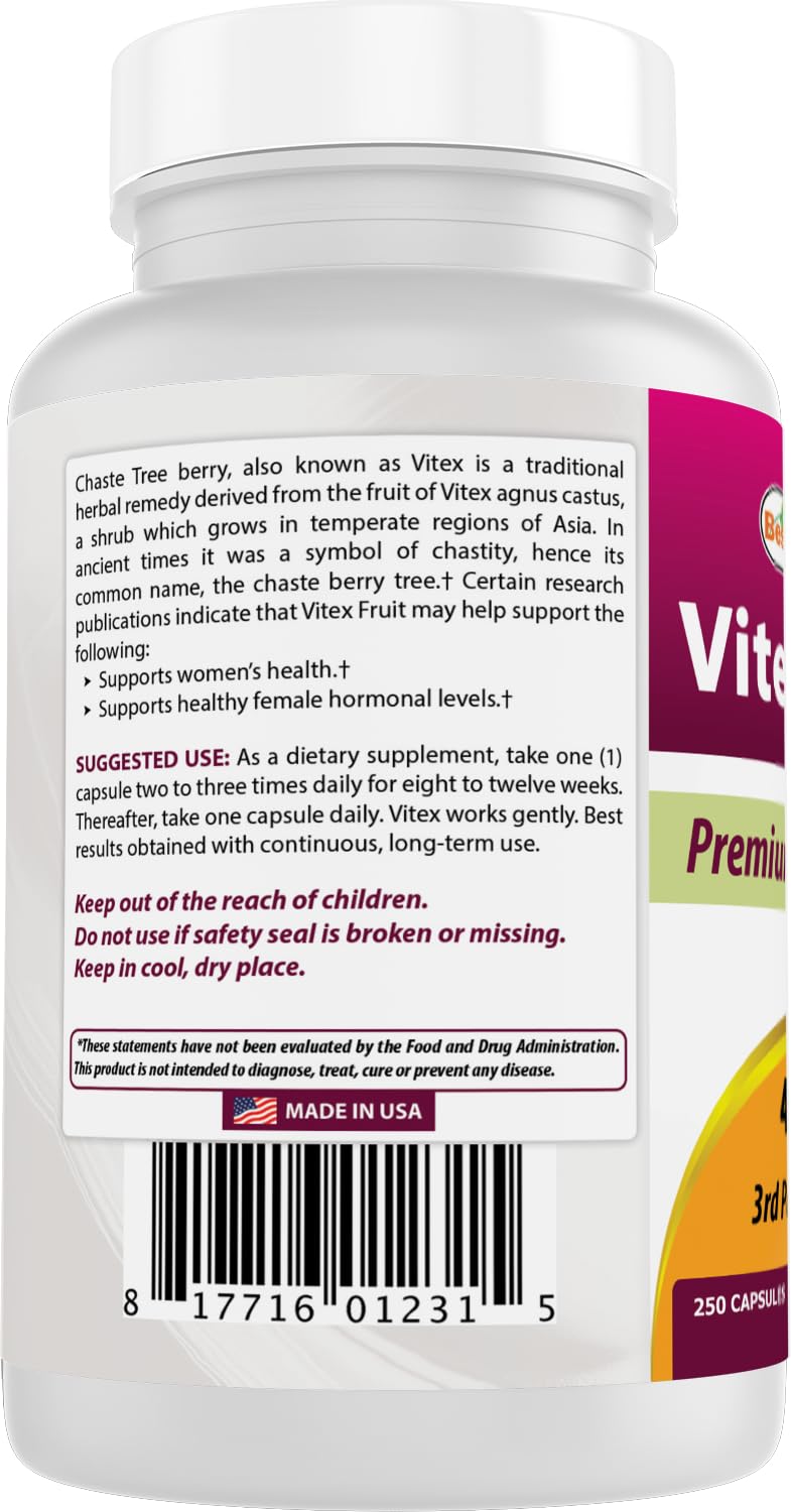 Best Naturals Vitex Chasteberry 400 mg - 250 Capsules - image 7