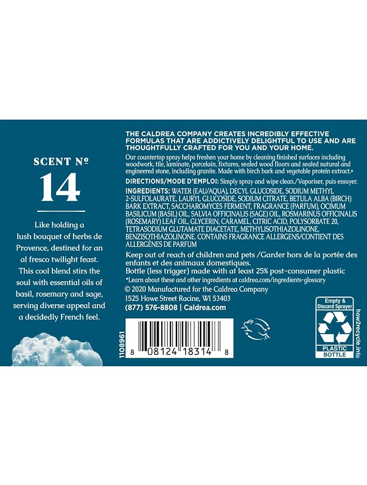 Caldrea Basil Blue Sage Multi-Surface Countertop Spray - 16 Fl Oz - image 2