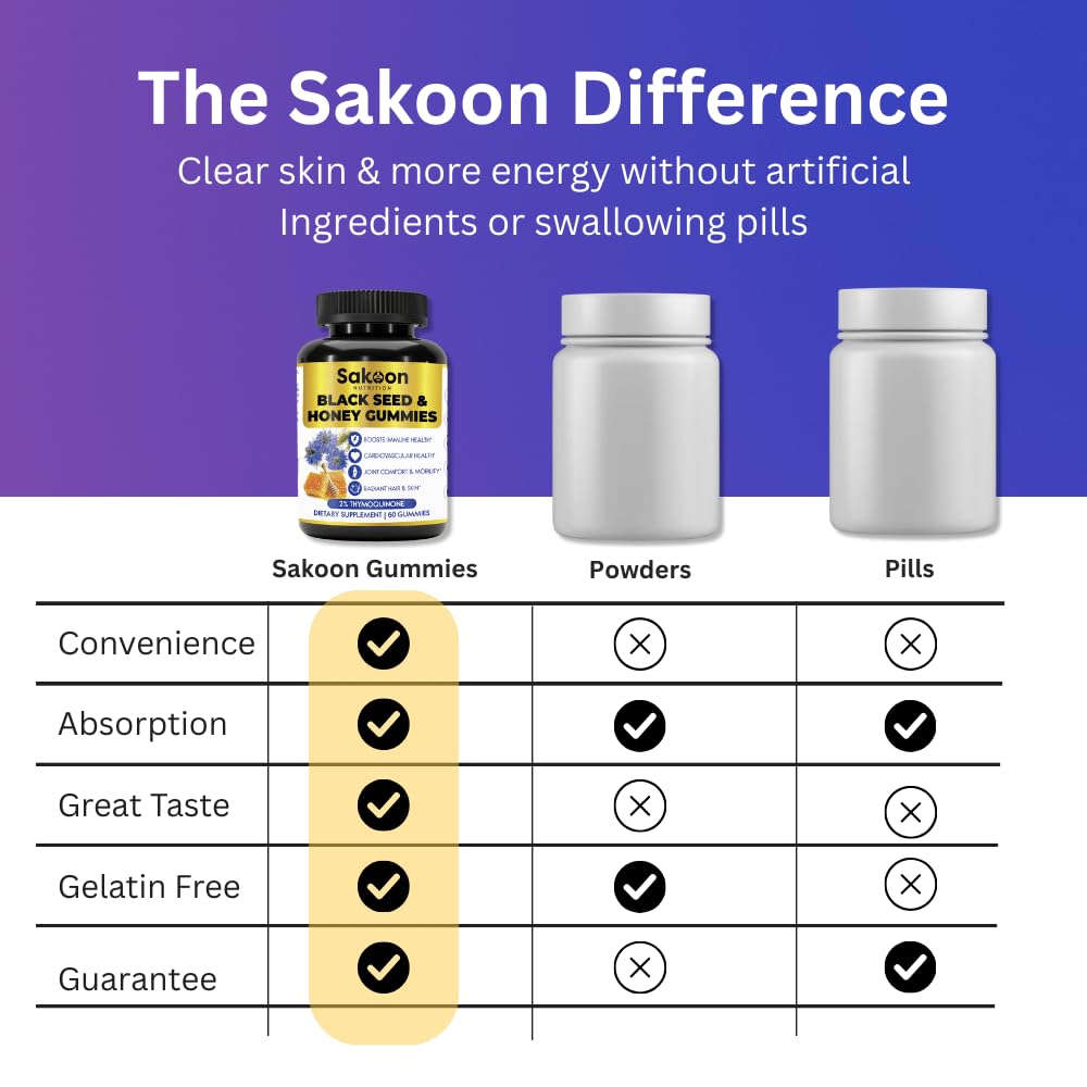 Sakoon Nutrition Black Seed Oil Gummies with Honey - 60 Gummies - image 5