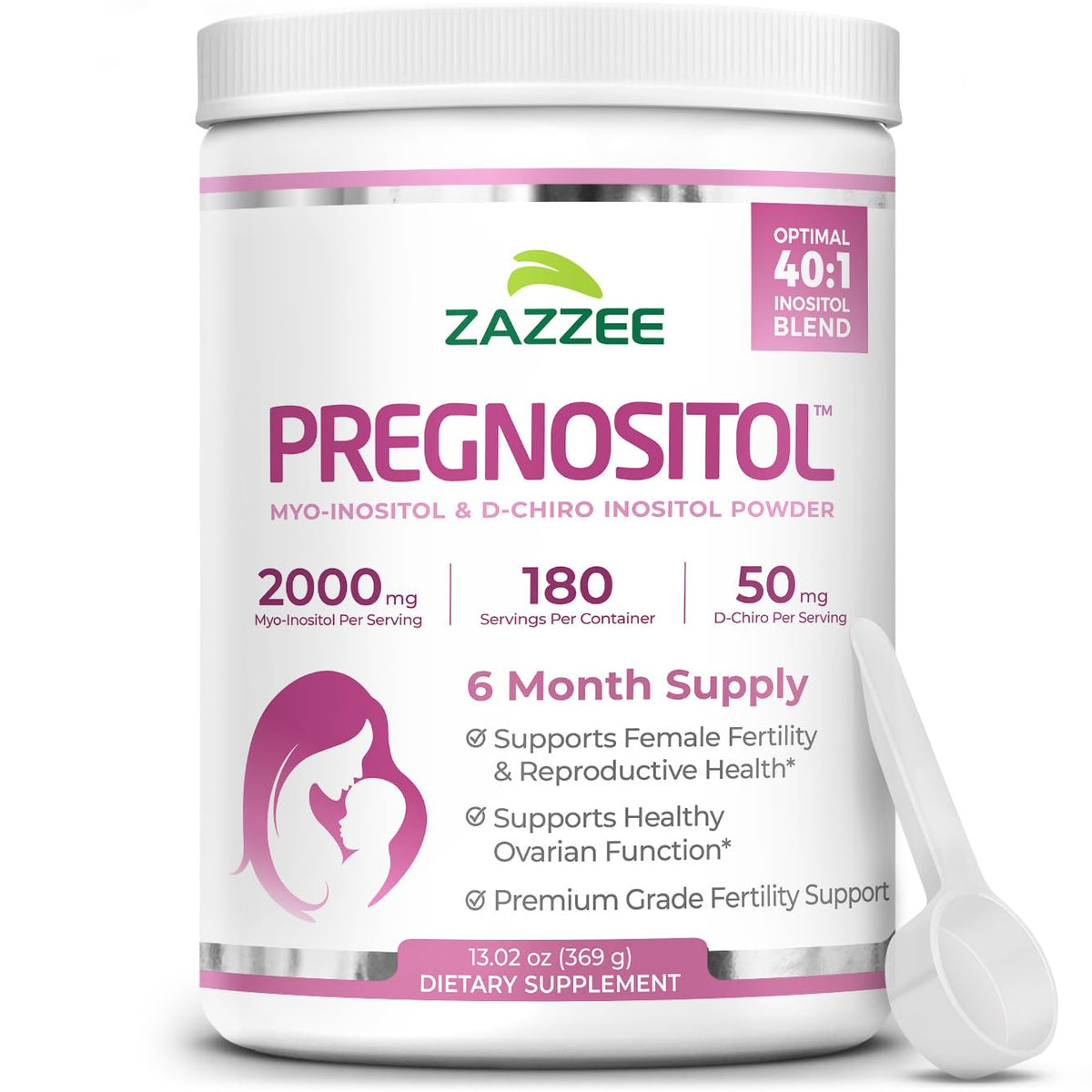 Zazzee PREGNOSITOL Powder Myo-Inositol & D-Chiro Inositol - 180 Servings
