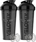 VELOMIX 2 Pack 28oz Protein Shaker Bottle for Protein Mixes