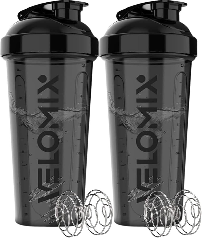 VELOMIX 2 Pack 28oz Protein Shaker Bottle for Protein Mixes