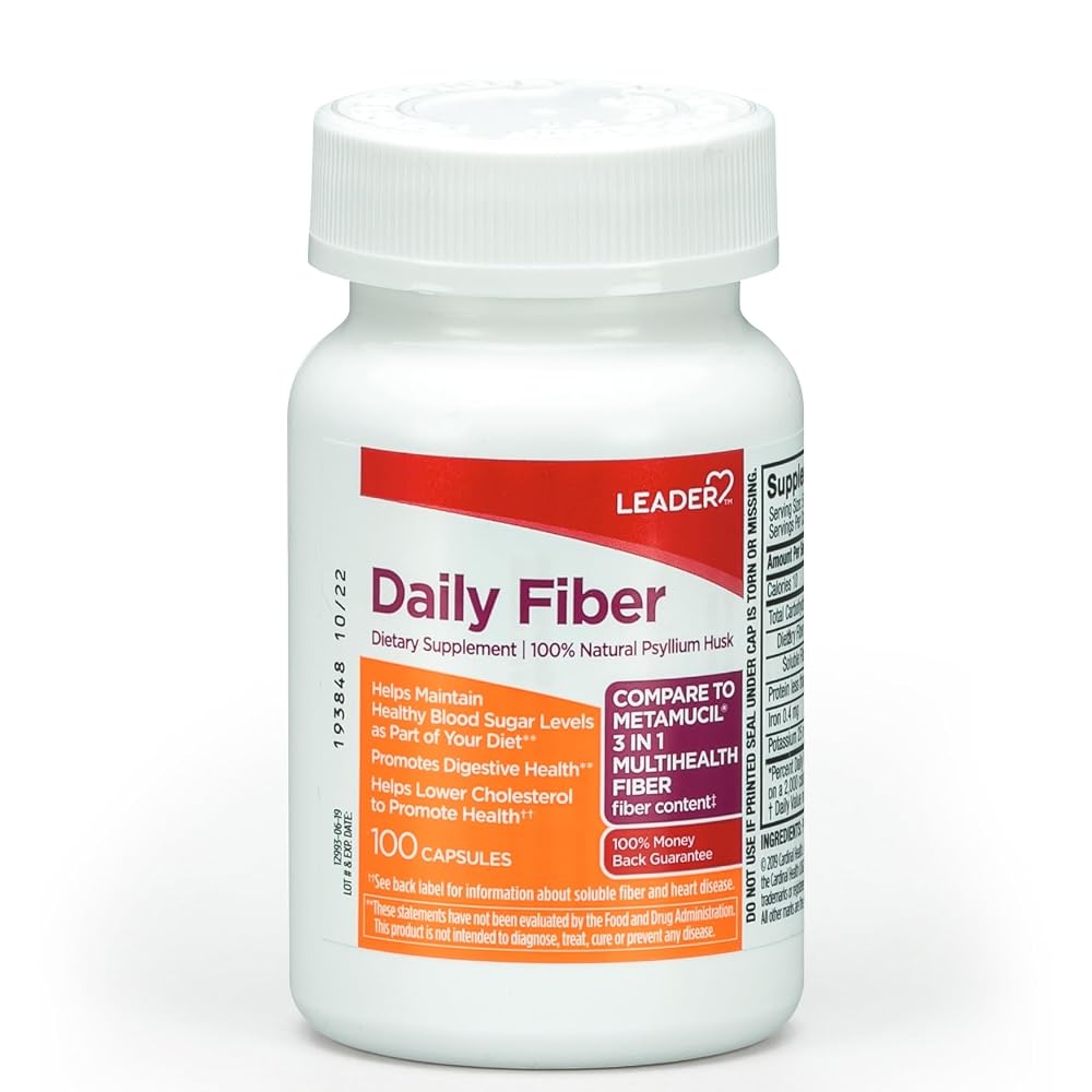 Leader Daily Psyllium Husk Powder Supplement - 100 Capsules