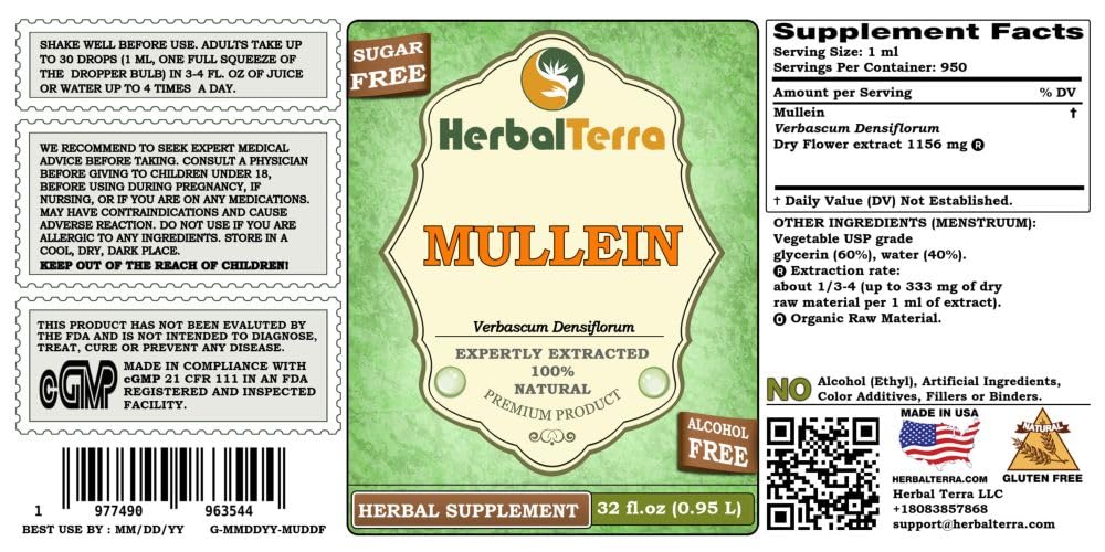 Herbal Terra LLC Mullein (Verbascum Densiflorum) Tincture
