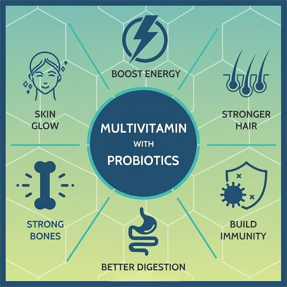 Generic Multivitamin Tablets for Men & Women with Probiotics - 60 Tablets - image 3