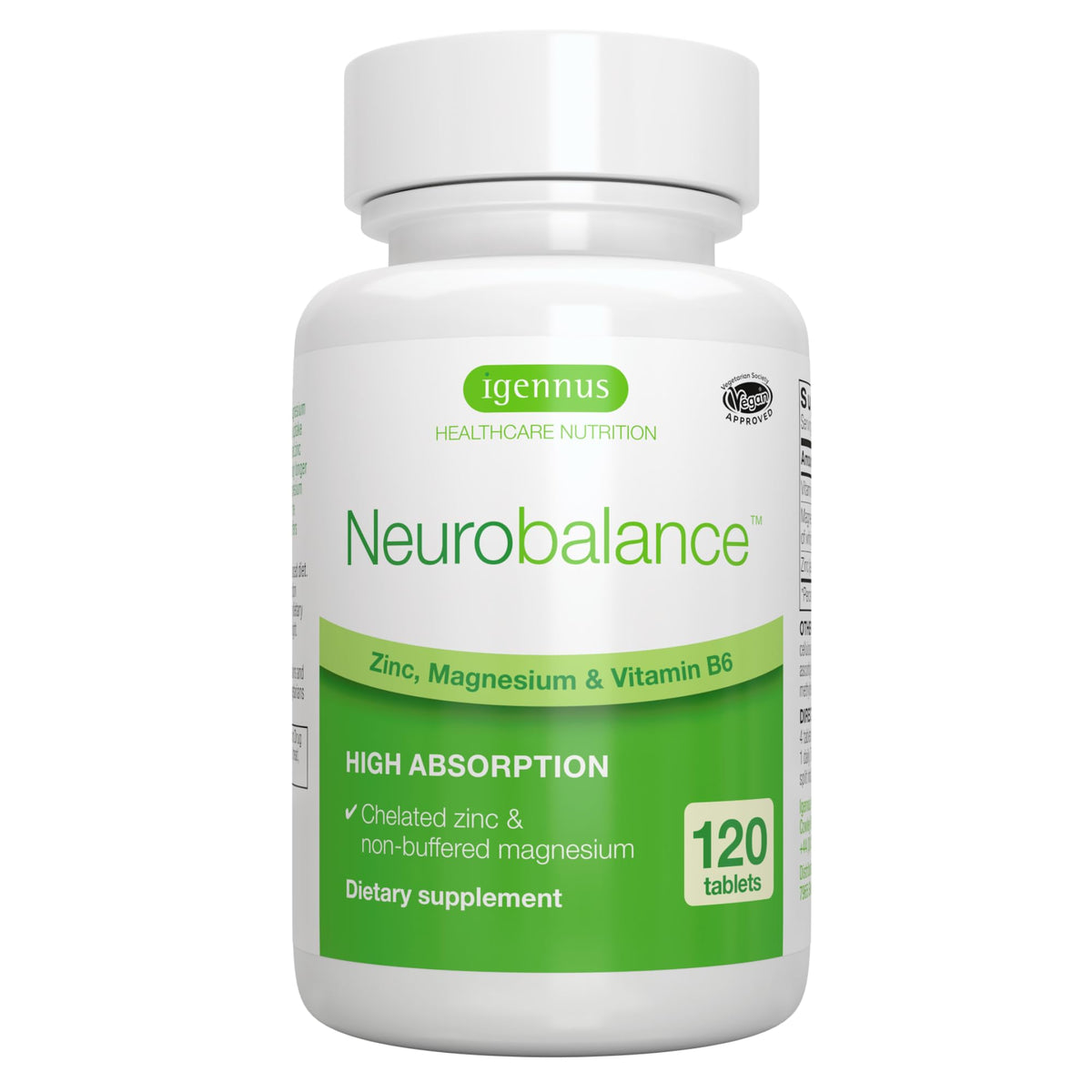Igennus Neurobalance Zinc Magnesium B6 Complex - 120 Tablets