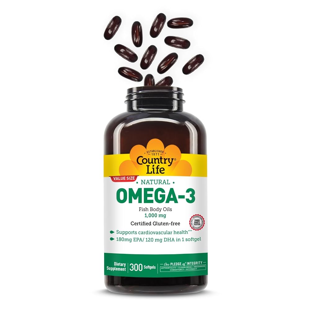 Country Life Omega-3 Fish Oil 1,000 mg - 300 Softgels - image 2