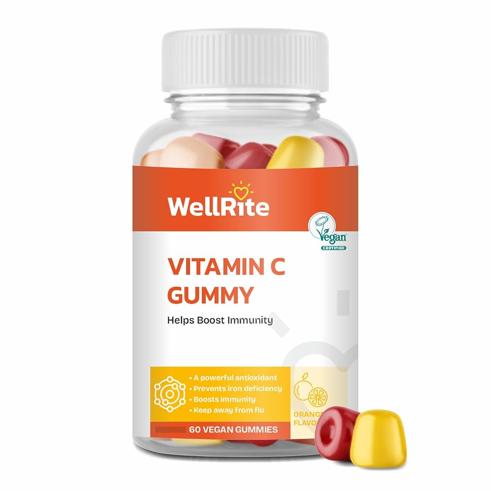 Wellrite Vitamin C Gummy Vitamins for Immunity - 60 Count