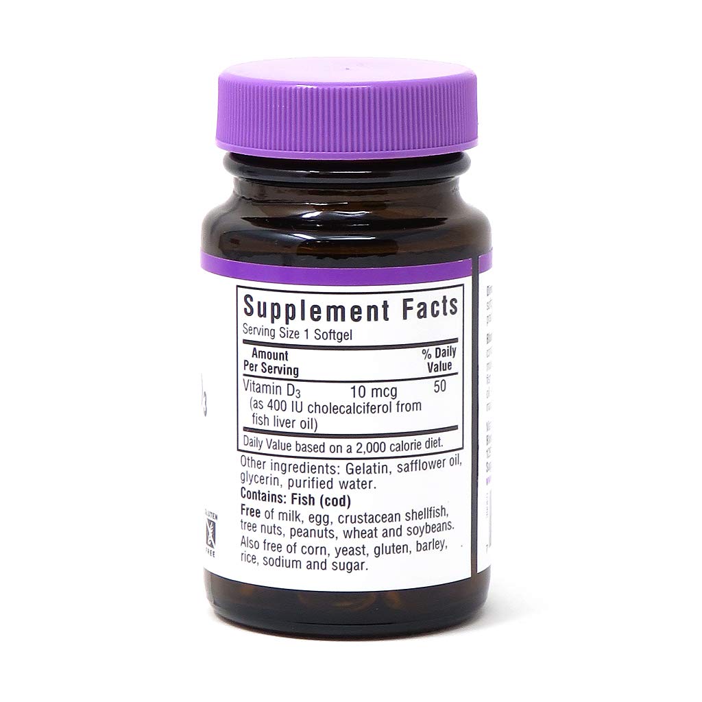 Bluebonnet Nutrition Vitamin D3 400 IU - 100 Softgels - image 2