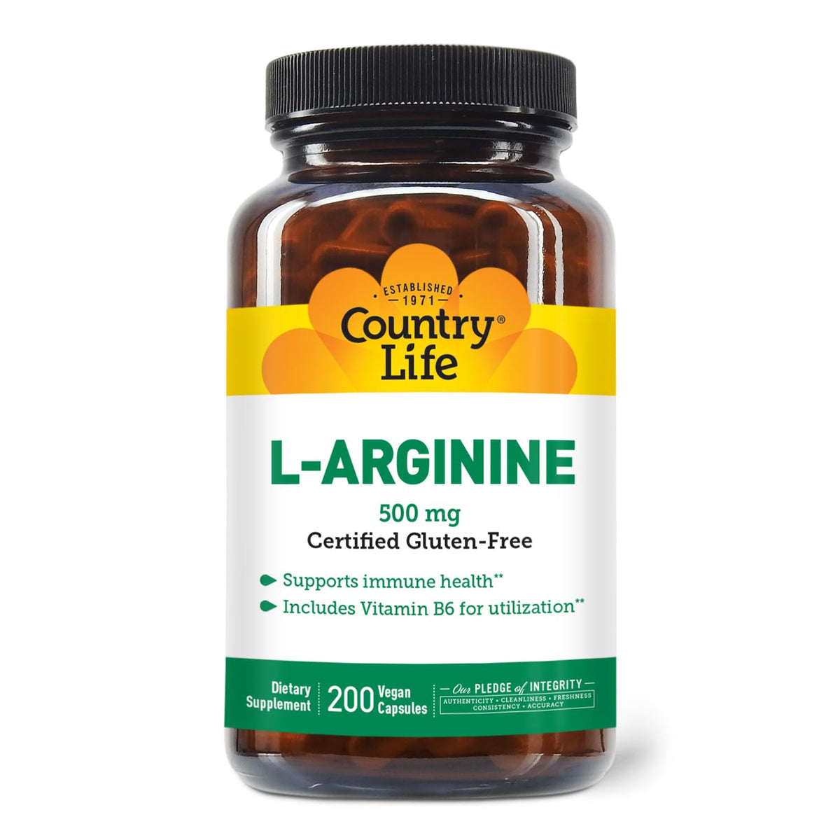Country Life L-Arginine 500 mg with Vitamin B6 - 200 Capsules