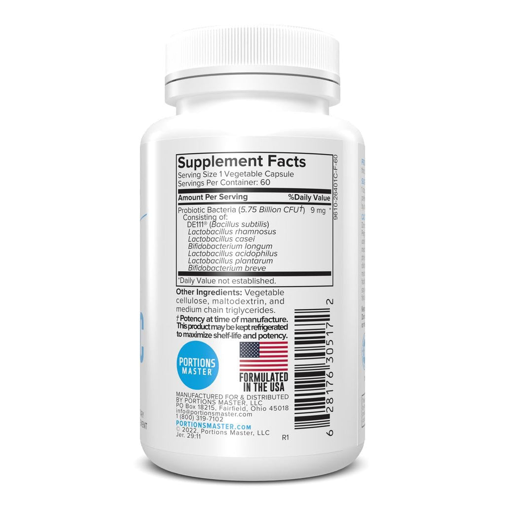Portions Master Probiotics 5.75B CFU + Prebiotic - 60 Vegetarian Capsules - image 5