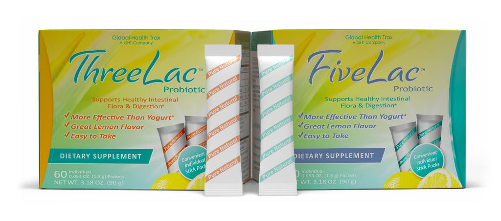 GHT Global Health Trax FiveLac + Threelac Probiotic Powder - 60 Packets