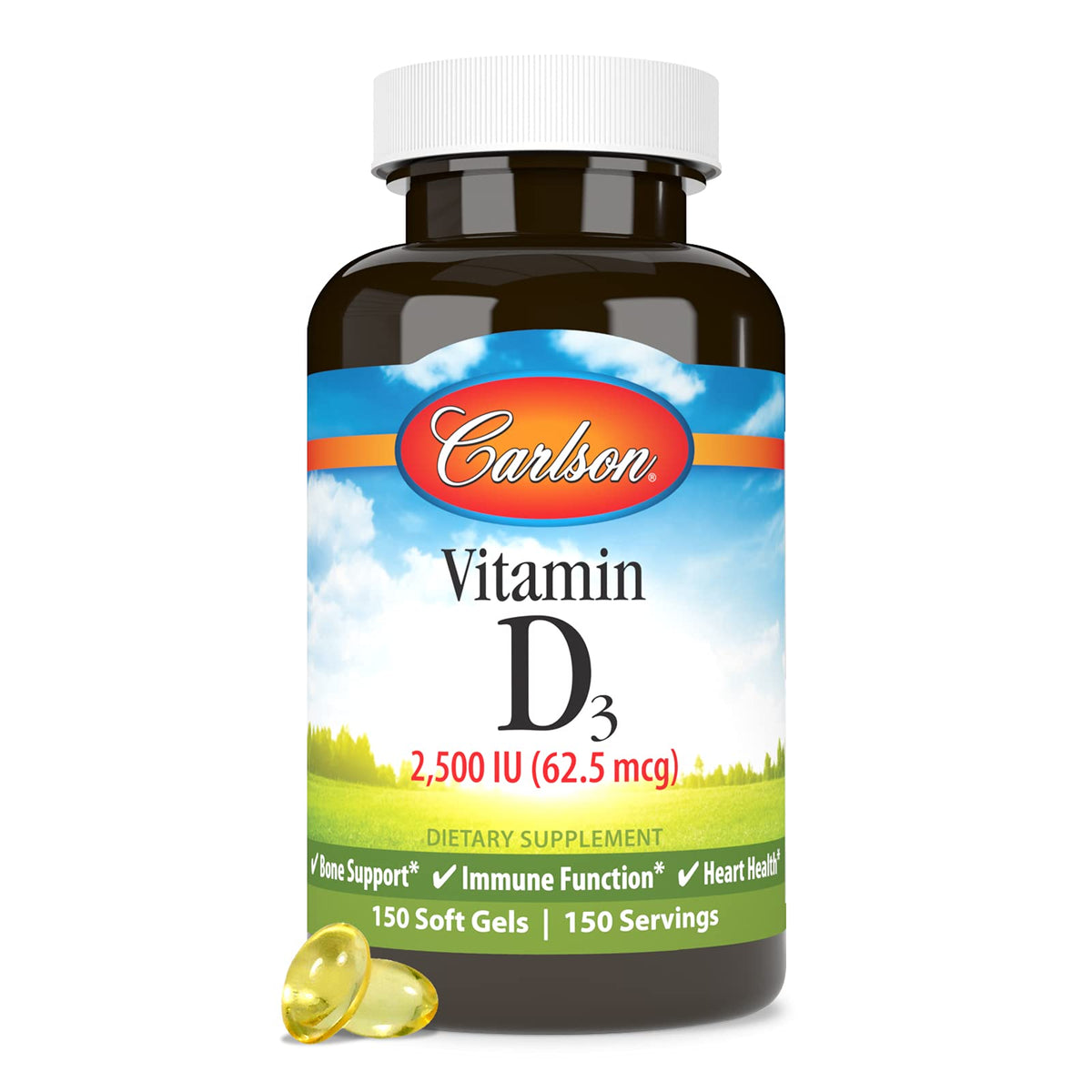 Carlson Vitamin D3 2500 IU Immune Support - 150 Softgels - image 5