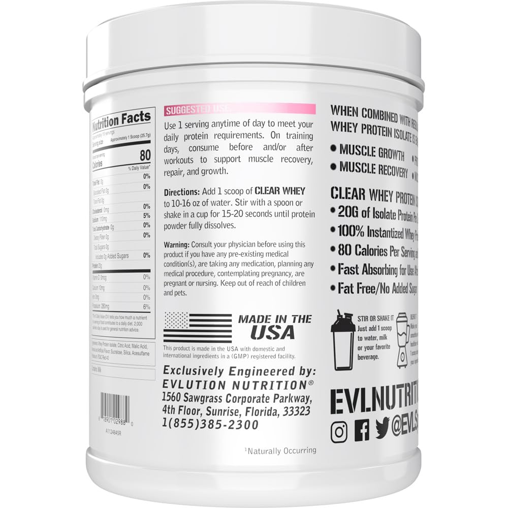 Evlution Clear Whey Protein Isolate Powder - Pink Lemonade - 17.6 oz - image 4