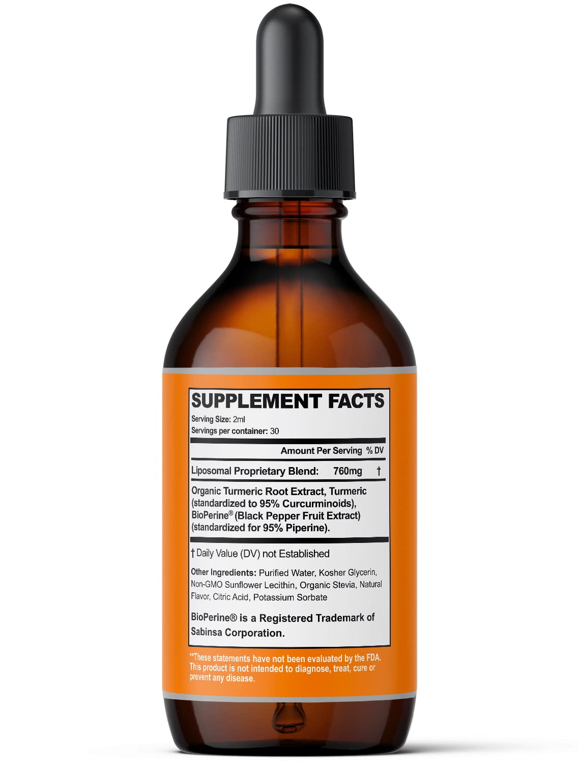 Ultra6 Nutrition Liquid Turmeric Curcumin Extract with Black Pepper - 2 Fl Oz - image 3