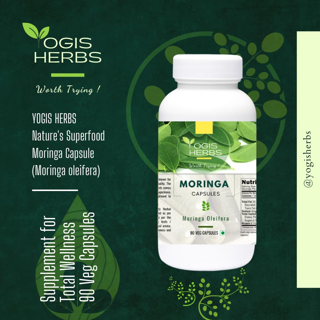 YOGIS HERBS Moringa Oleifera Vegetarian Capsules - 90 Capsules - image 5