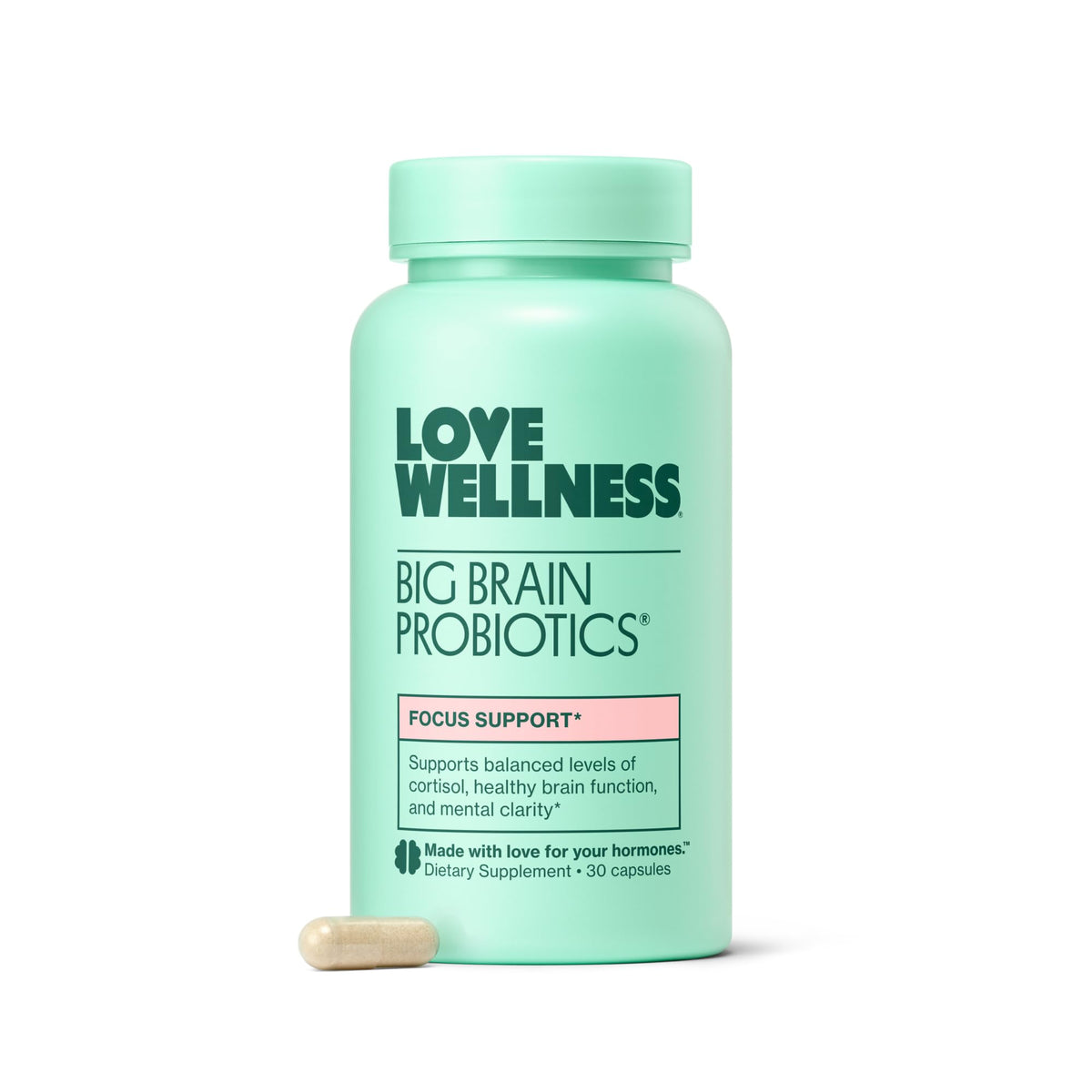 Love Wellness Big Brain Probiotic with Lion's Mane - 30 Capsules